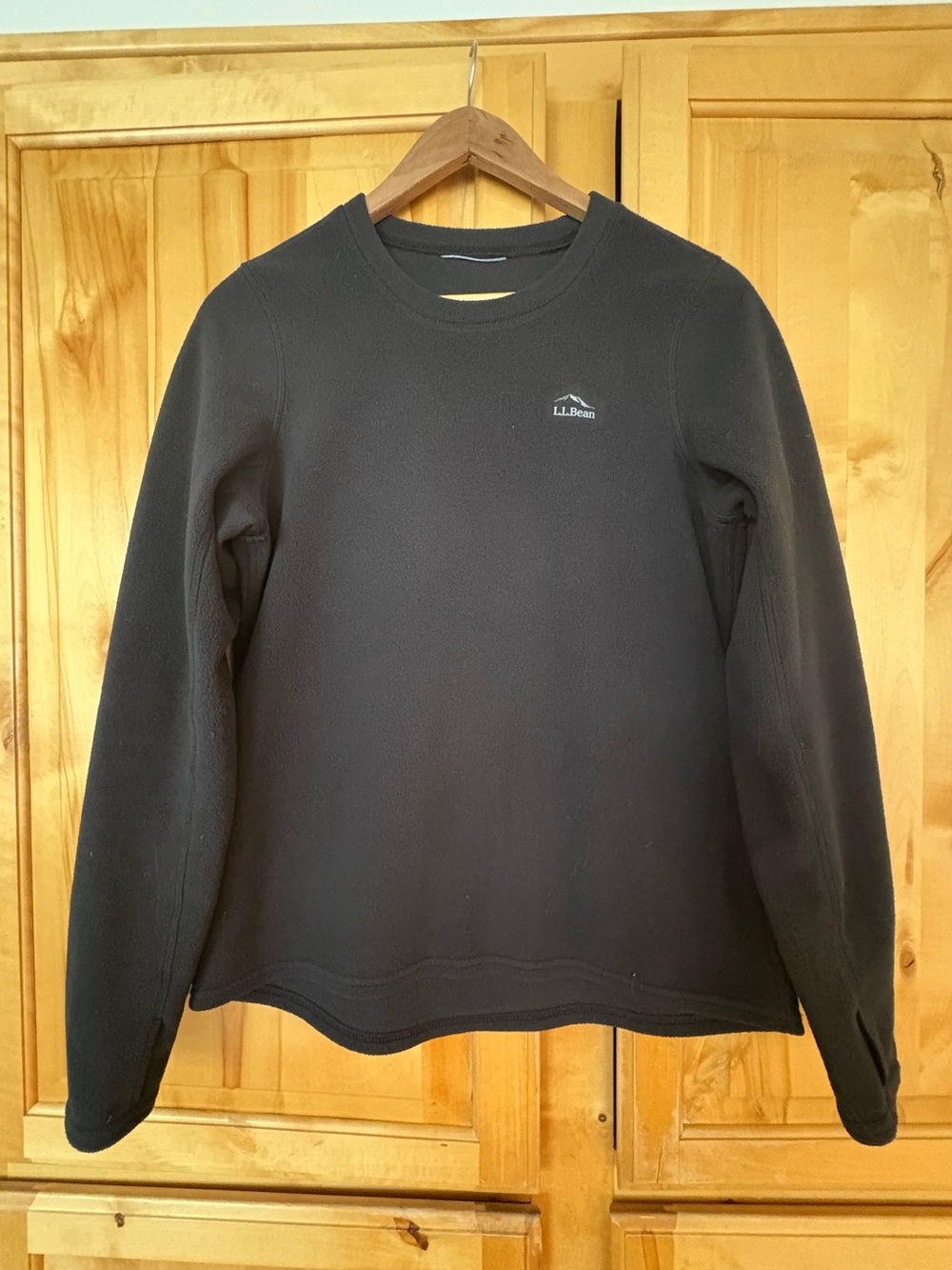 L.L. Bean Black Crewneck Fleece Pullover